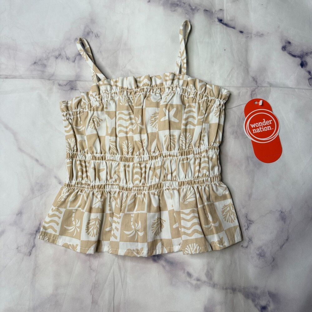 Wonder Nation Girls Smocked Peplum Top XS